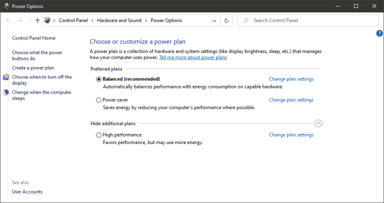 Change Power Settings to High Performance to Optimize Speed